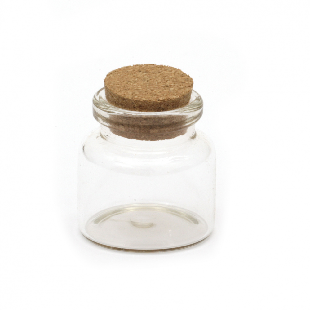 Glass jar 30x30 mm cork stopper 28 ml