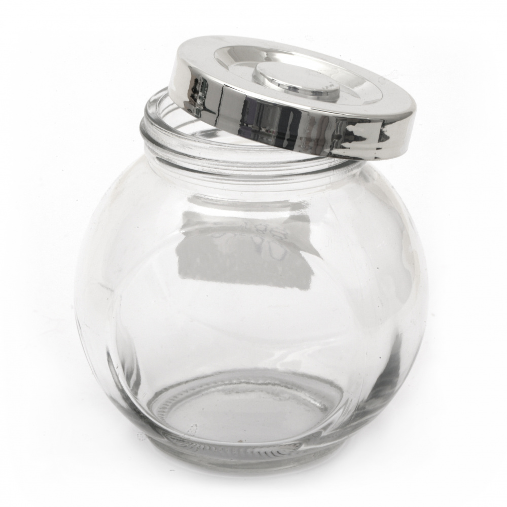 Glass jar 40x54x54 mm metal cap color silver 50 ml