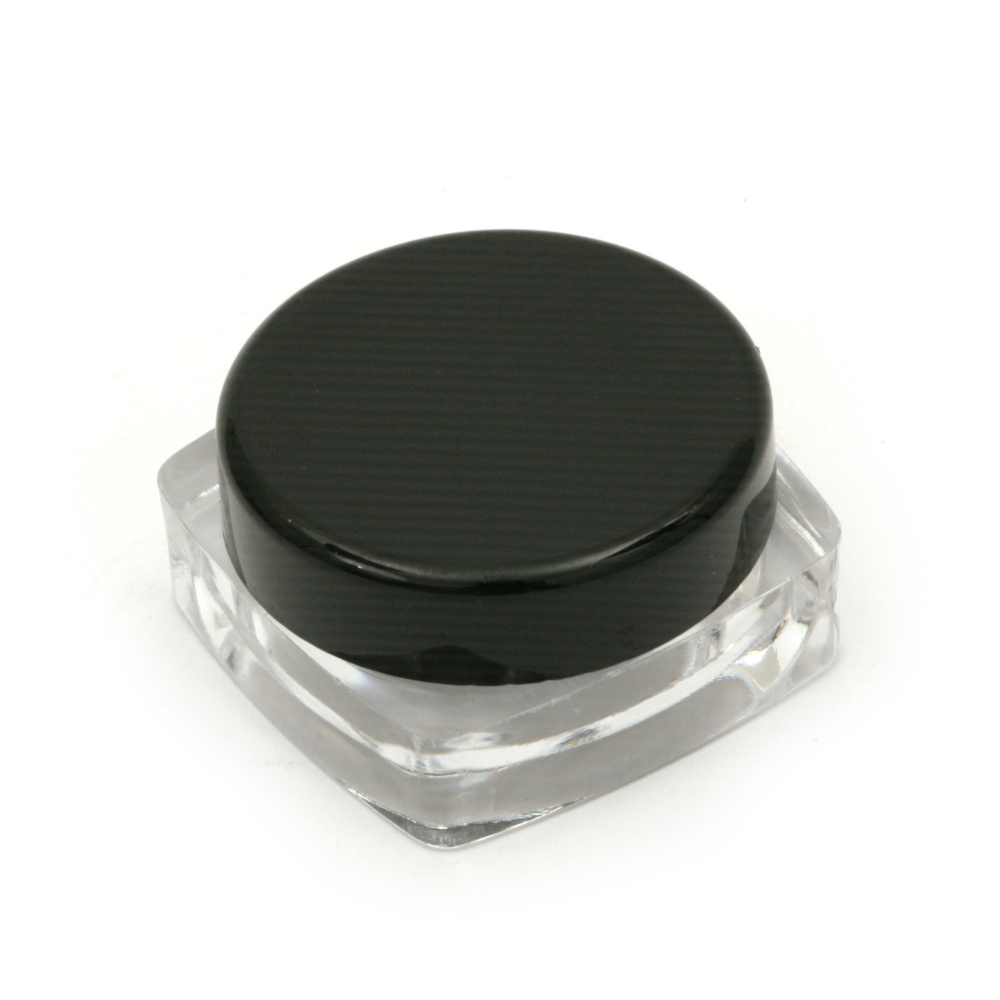 Кутия пластмасова 2.9x1.5 см прозрачна с черна капачка
