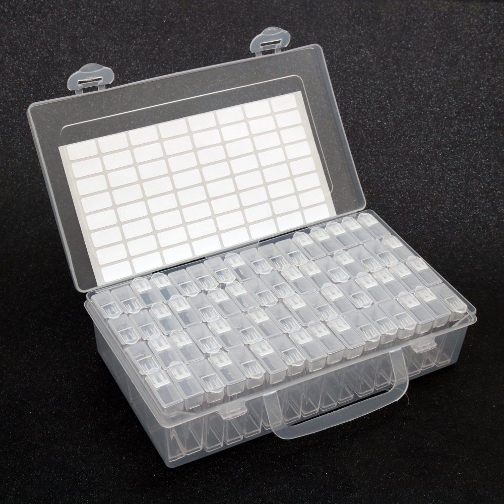 Plastic Organizer Box 22x13x5.3 cm with 64 Boxes: 5x2.6x1.2 cm