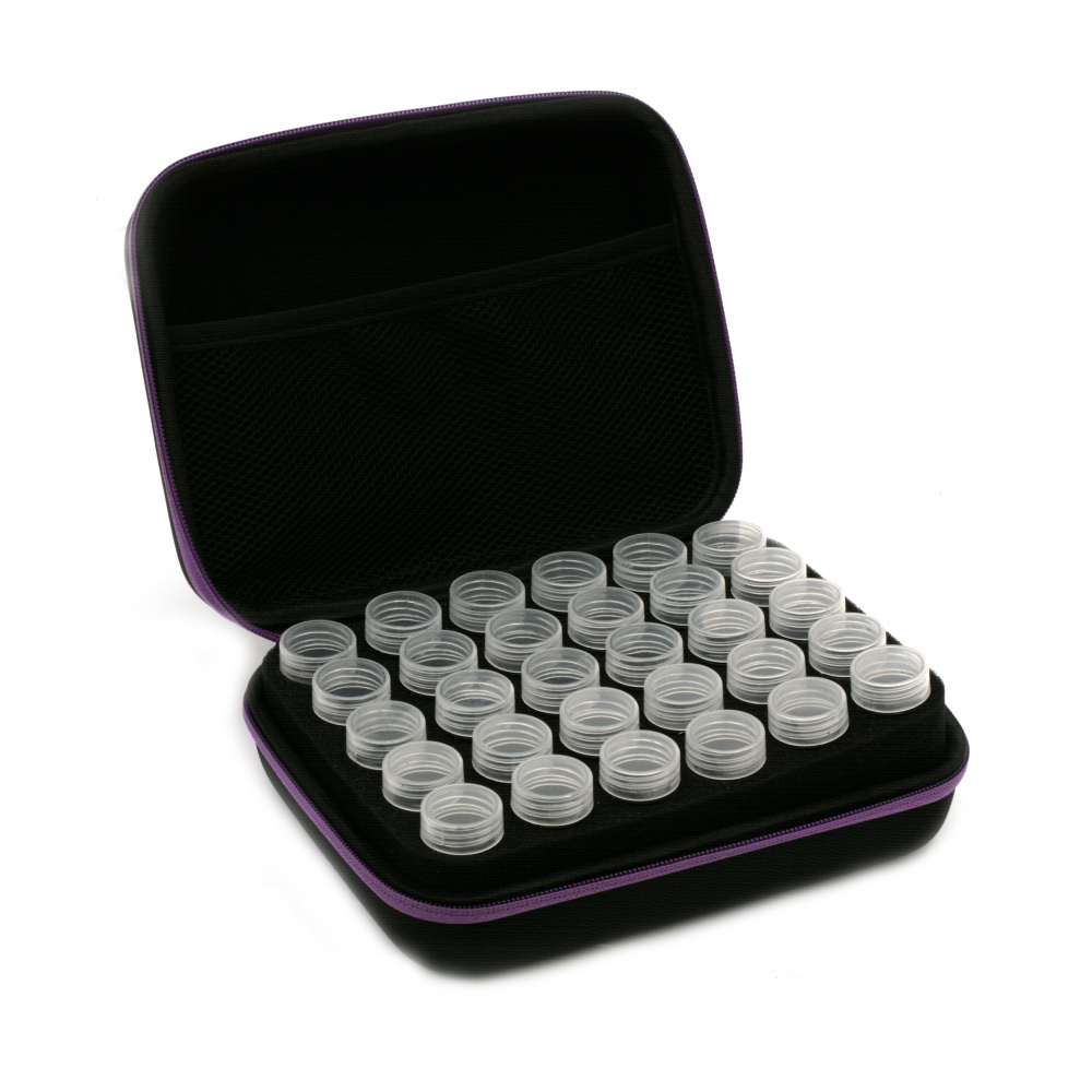 Bead Organizer / Suitcase:  32x23x8.2 cm with 60 individual Jars: 4.8x2.4 cm