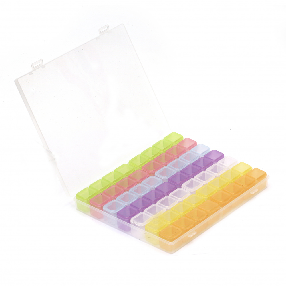 Plastic Bead Organizer: 21x17.5x2.6 cm with 14 separate Boxes: 10x2.1x2.3  cm
