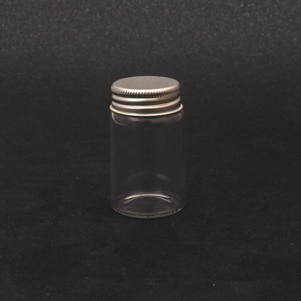 Decorative Glass Jar with Metal Cap / 37x60 mm, 40 ml