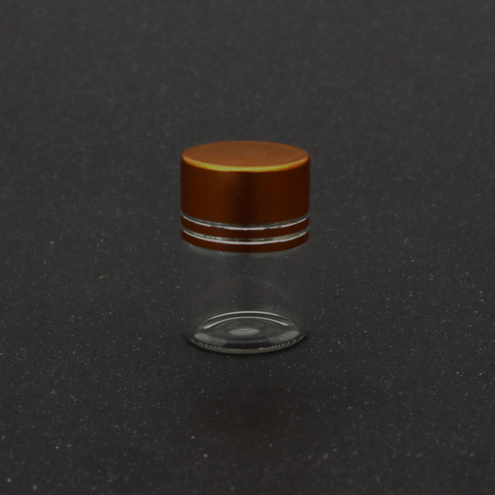 Glass Jar with Metal Golden Cap with Sealant / 22x30 mm, 5 ml