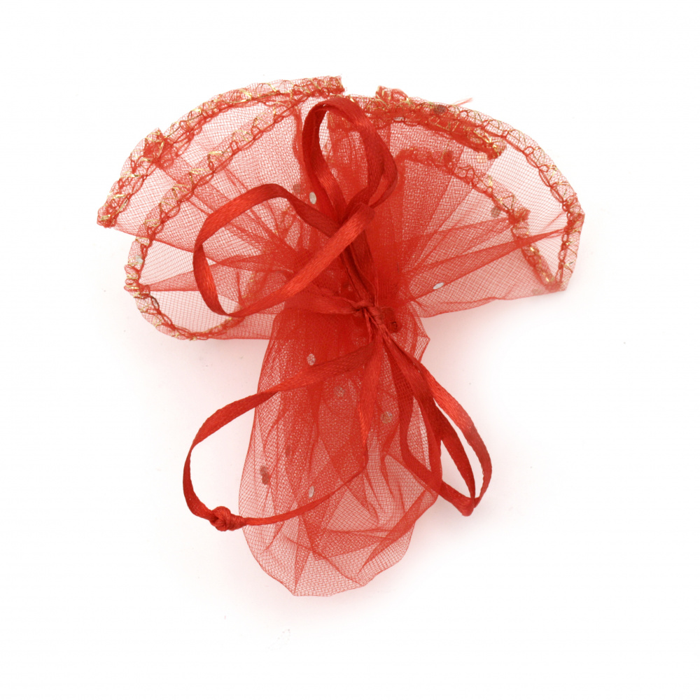 Organza Jewelry Gift Bag 26 cm red with pattern