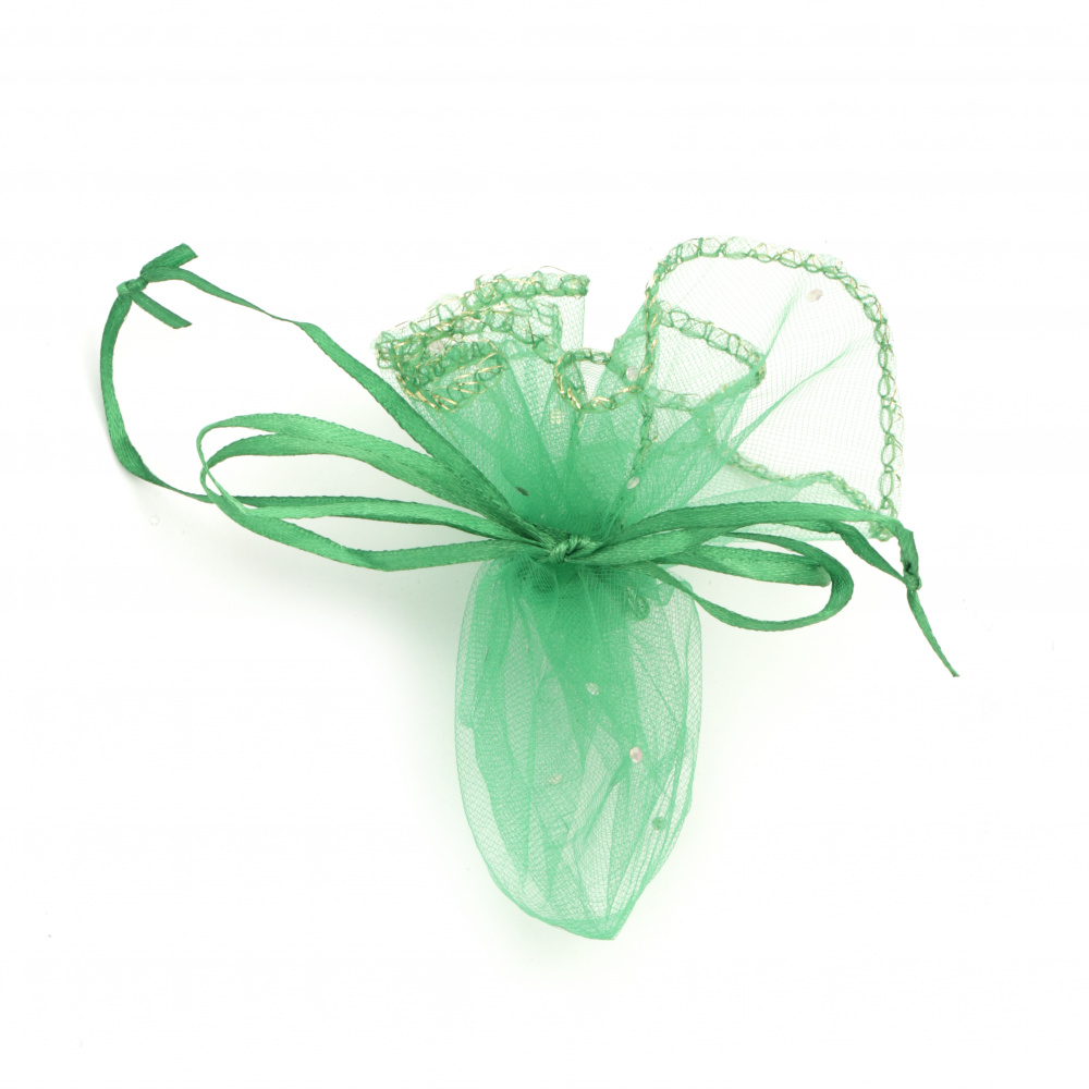 Organza Jewelry Gift Bag 26 cm green with pattern