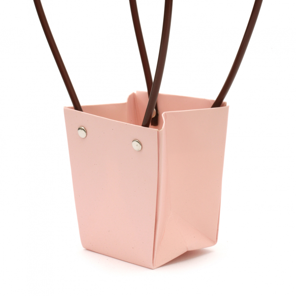 Опаковка за цветя хартиена чанта 10x9x7 см бледо розова