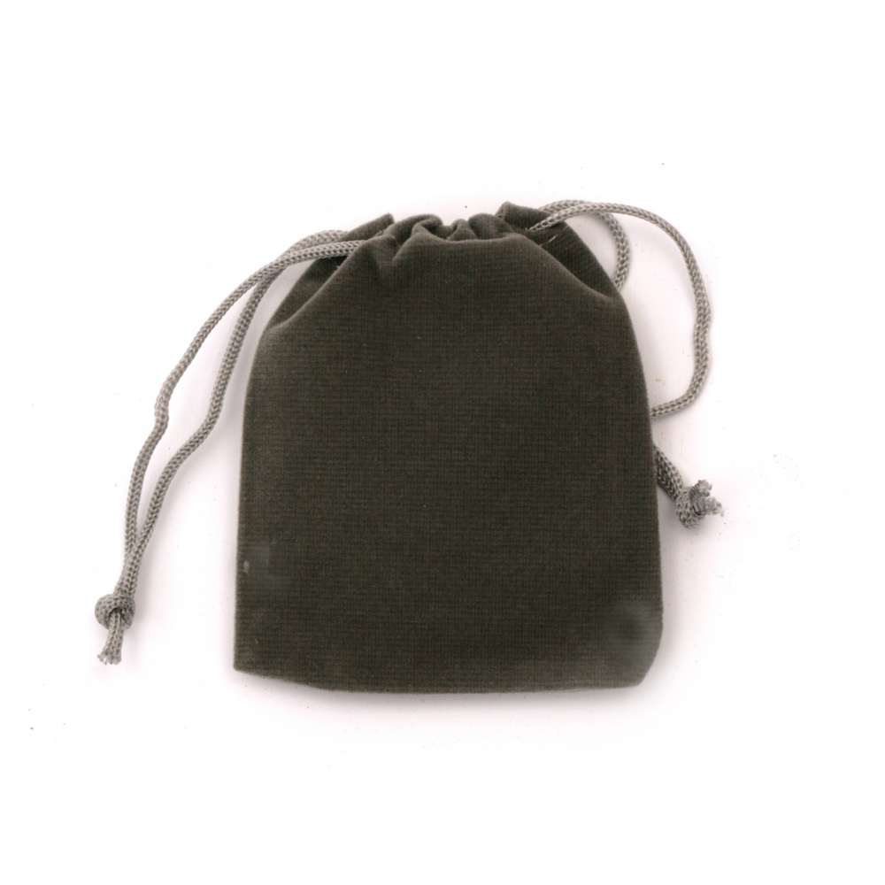 Velvet Drawstring Jewelry Bag / 7x9 cm / Gray