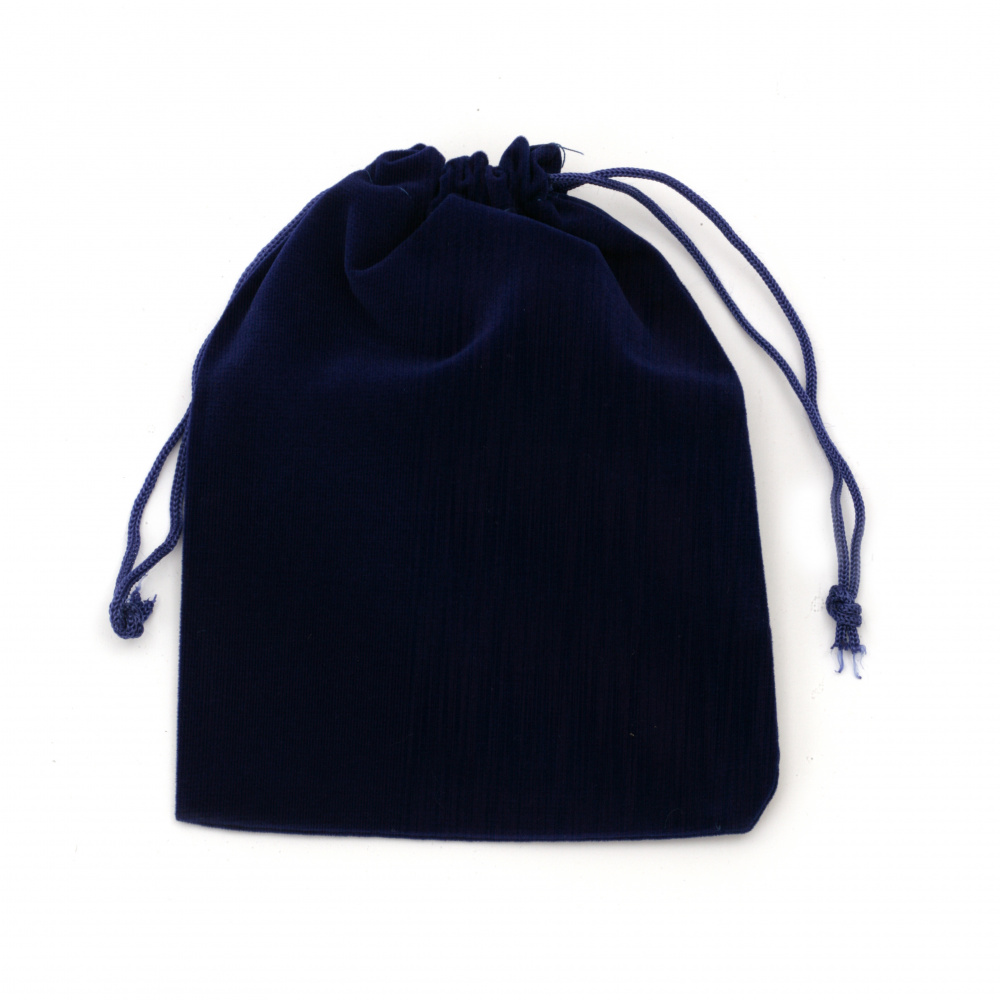 Drawstring Jewelry Bag Made of Velvet / 12x16 cm / Dark Blue