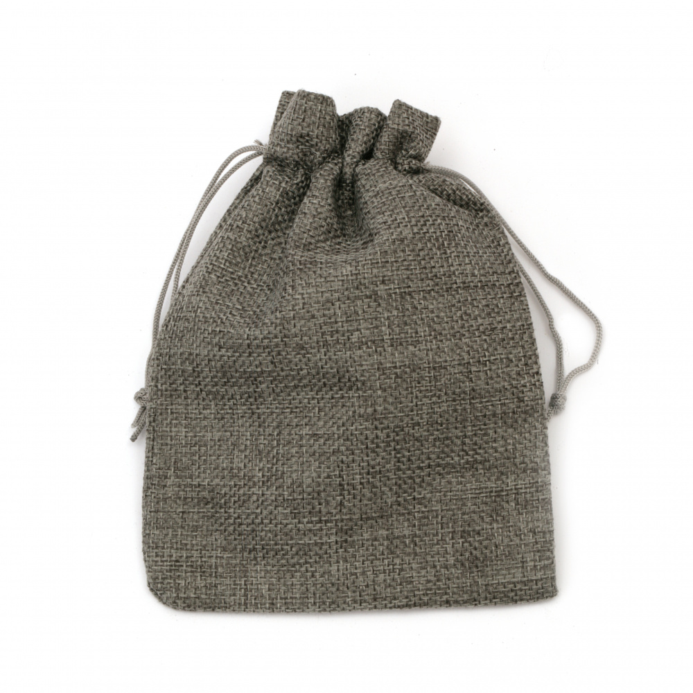 Natural Jute Drawstring Bag / 13x18 cm / Gray