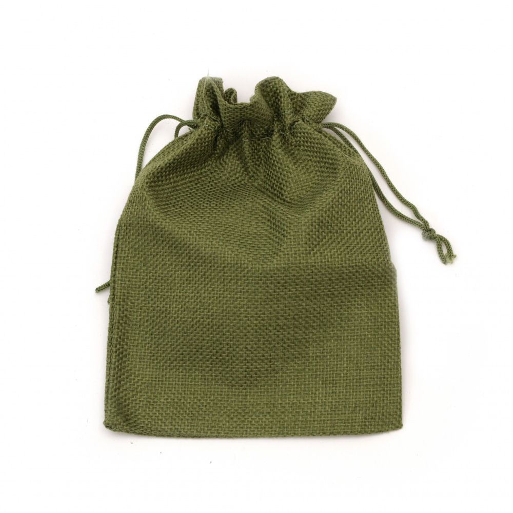 Burlap Gift Bag with Drawstring / 13x18 cm / Green