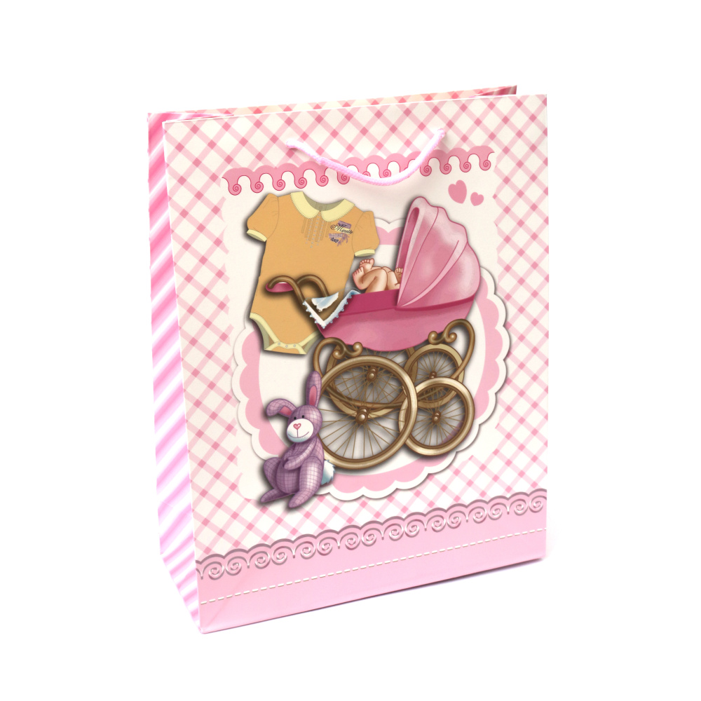 Pungă cadou carton 25x32x10 cm Roz pal