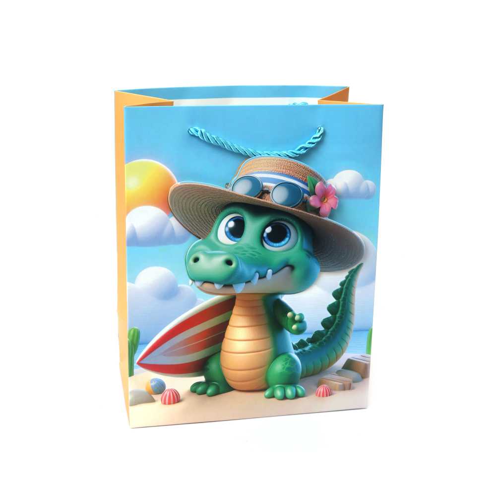 Pungă de cadou din carton 18x23x10 cm Crocodil amuzant 3D