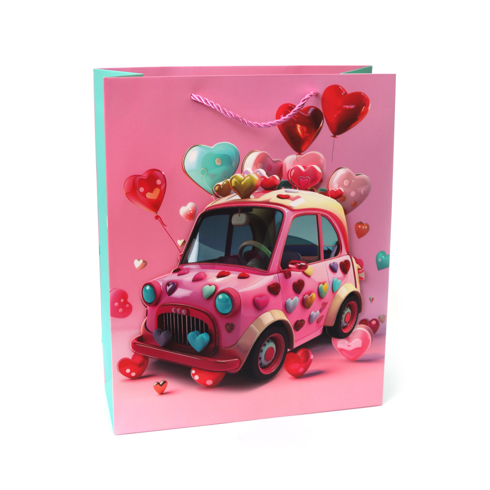 Подаръчна торбичка от картон 26x32x10 см 3D Ретро любов