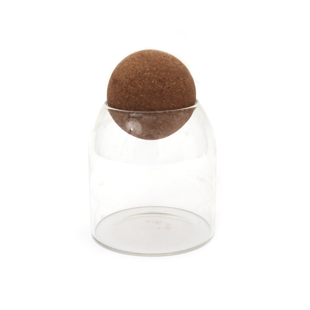 Glass Jar 90x95 Mm With A Cork Stopper Shaped Like A Ball With A Diameter Of 60 Mm