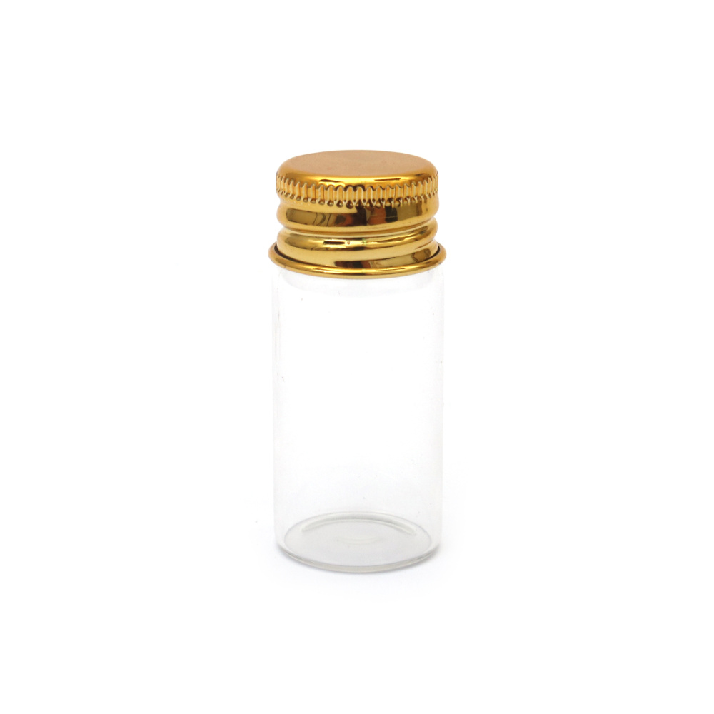 Glass Jar 22x50 Mm With Gold Metal Lid