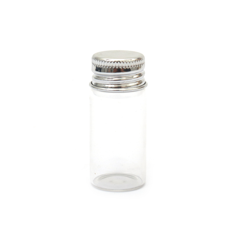 Glass Jar 22x50 Mm With Silver Metal Lid