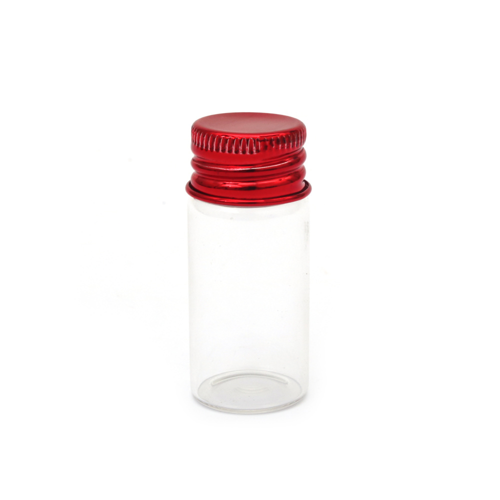 Glass Jar 22x50 Mm With Red Metal Lid