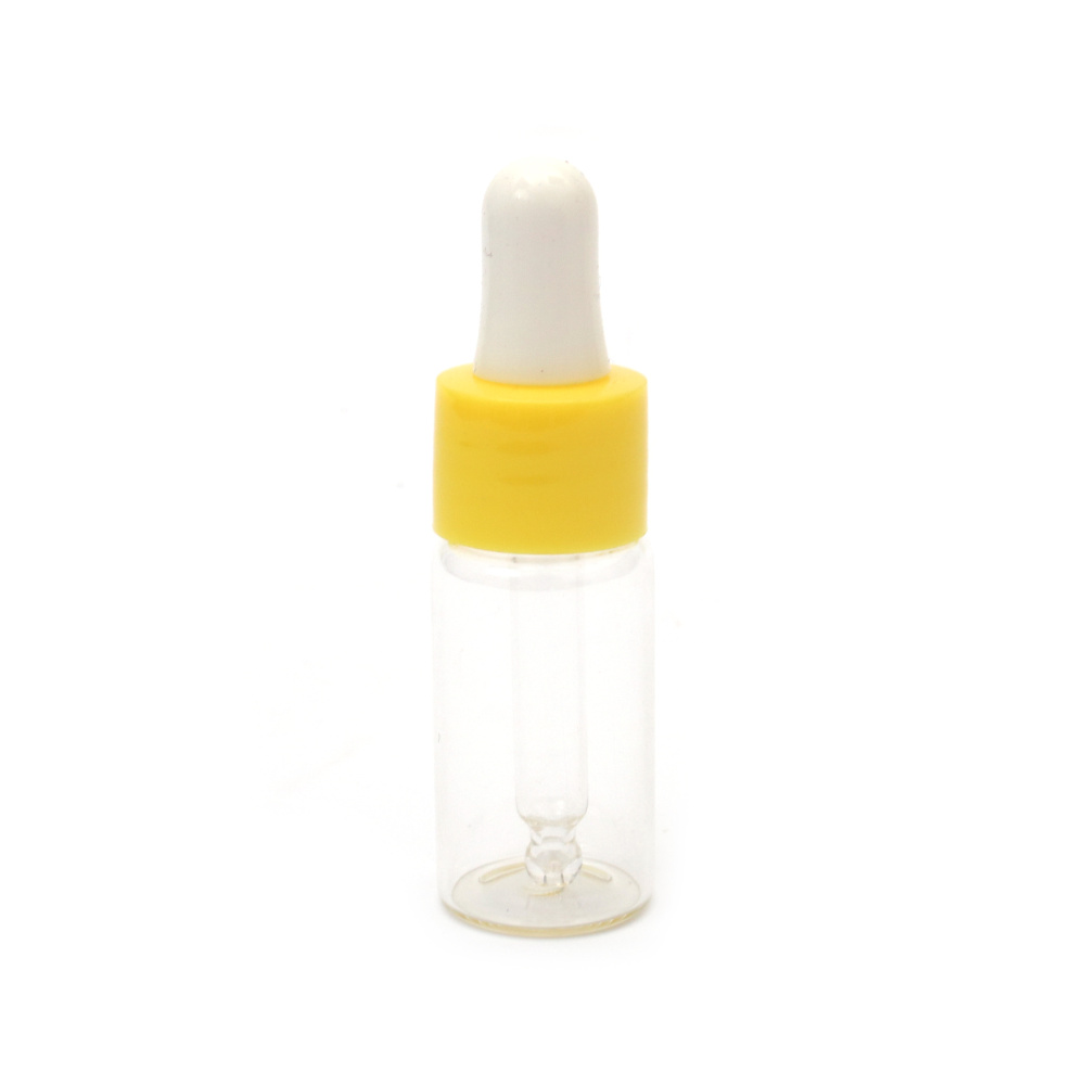 Glass Bottle 22x50 Mm With Dropper, Yellow Plastic Cap