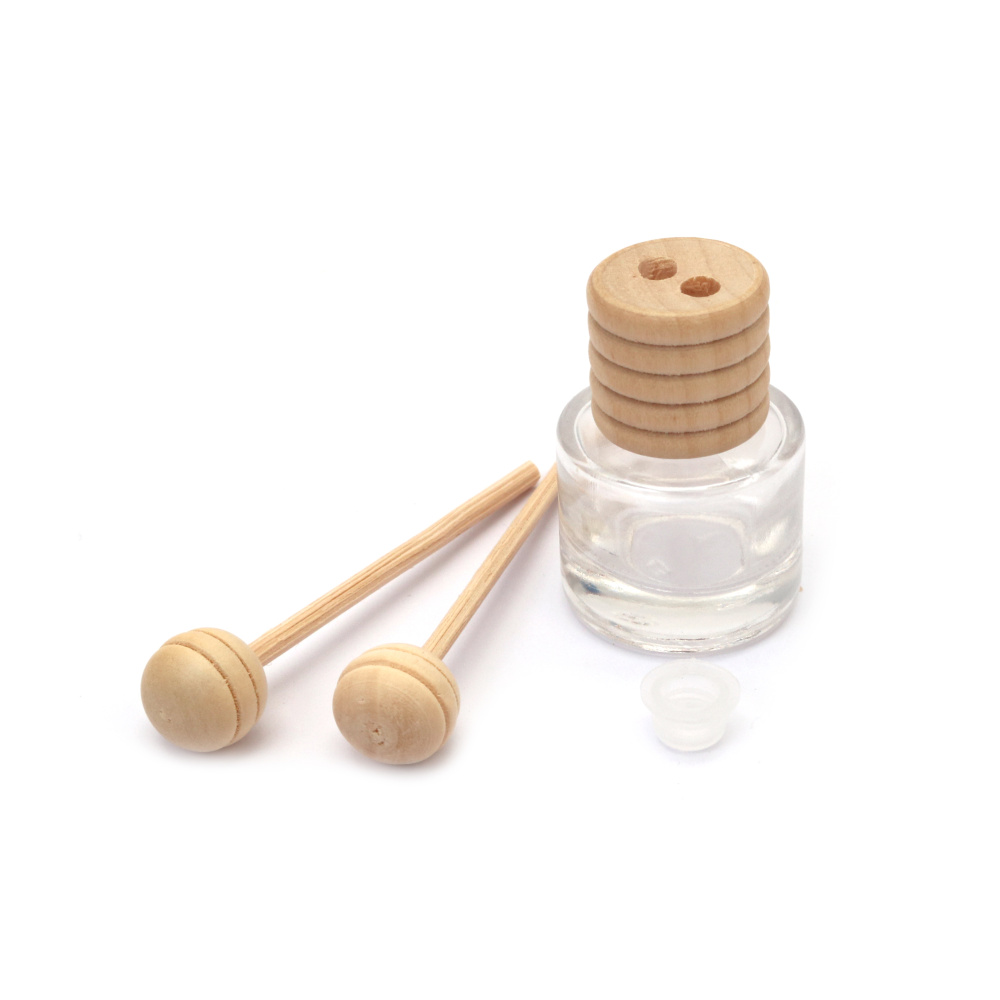 Glass Bottle 28x35 Mm With Wooden Cap And Sticks For Fragrance