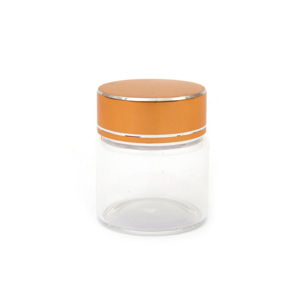 Glass Jar 37x40 mm with Plastic and Metal Lid in Gold Color