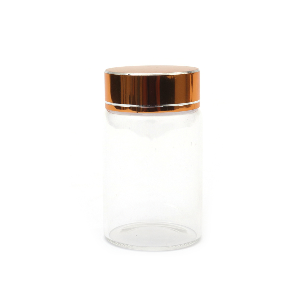 Glass Jar 37x60 mm with Plastic and Metal Lid in Gold Color