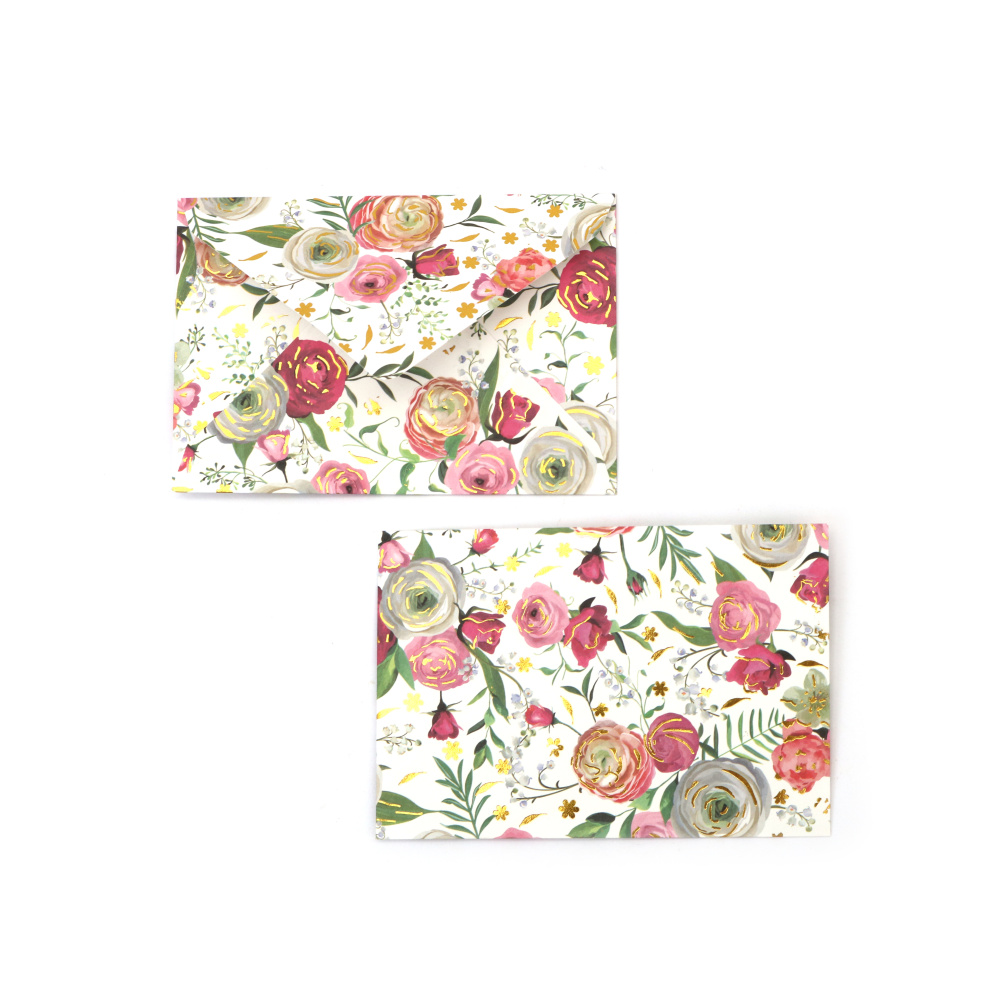 Mini Envelope with Flower Design 11x7.5 cm - 10 pieces