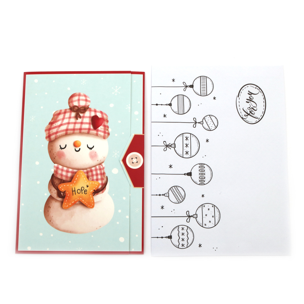 CHRISTMAS Greeting Card with Envelope / 15.5x10.5.2 cm - 1 piece