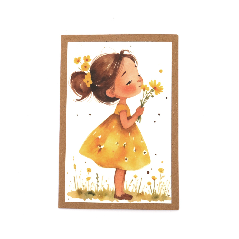 Kraft Card 15.5x10.5 cm with Envelope "Girl" - 1 piece