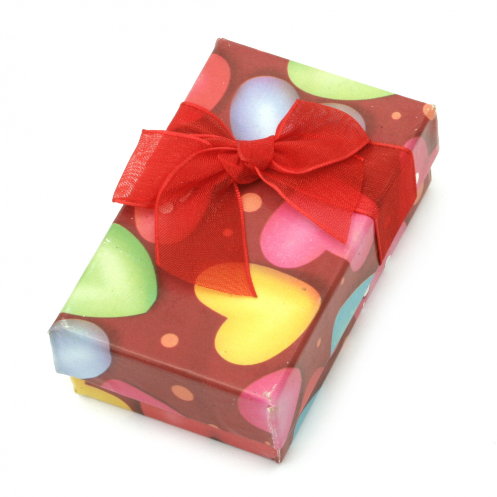 Ορθογώνιο κουτί δώρου 50x80 mm πολύχρωμες καρδιές