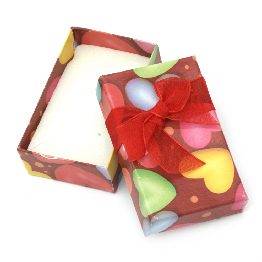 Jewelry box 50x80 mm colored hearts