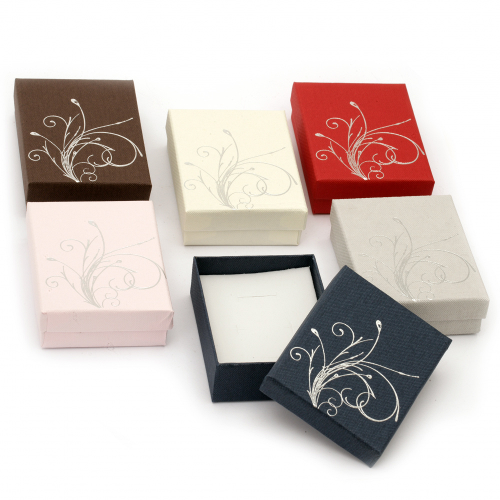 Stylish Jewelry Gift Box with Floral Ornament / 70x90 mm /  ASSORTED