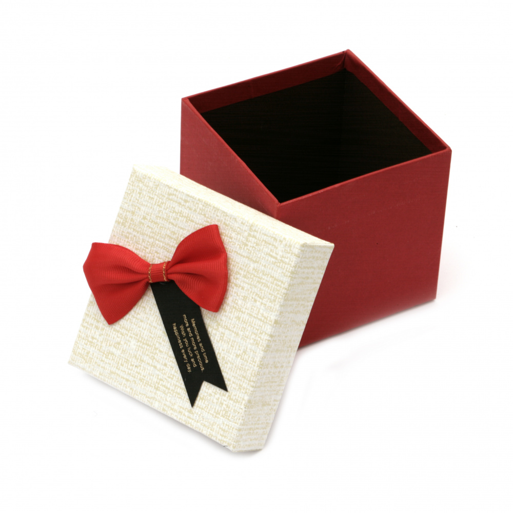Elegant Square Gift Box with Ribbon / 95 mm / ASSORTED