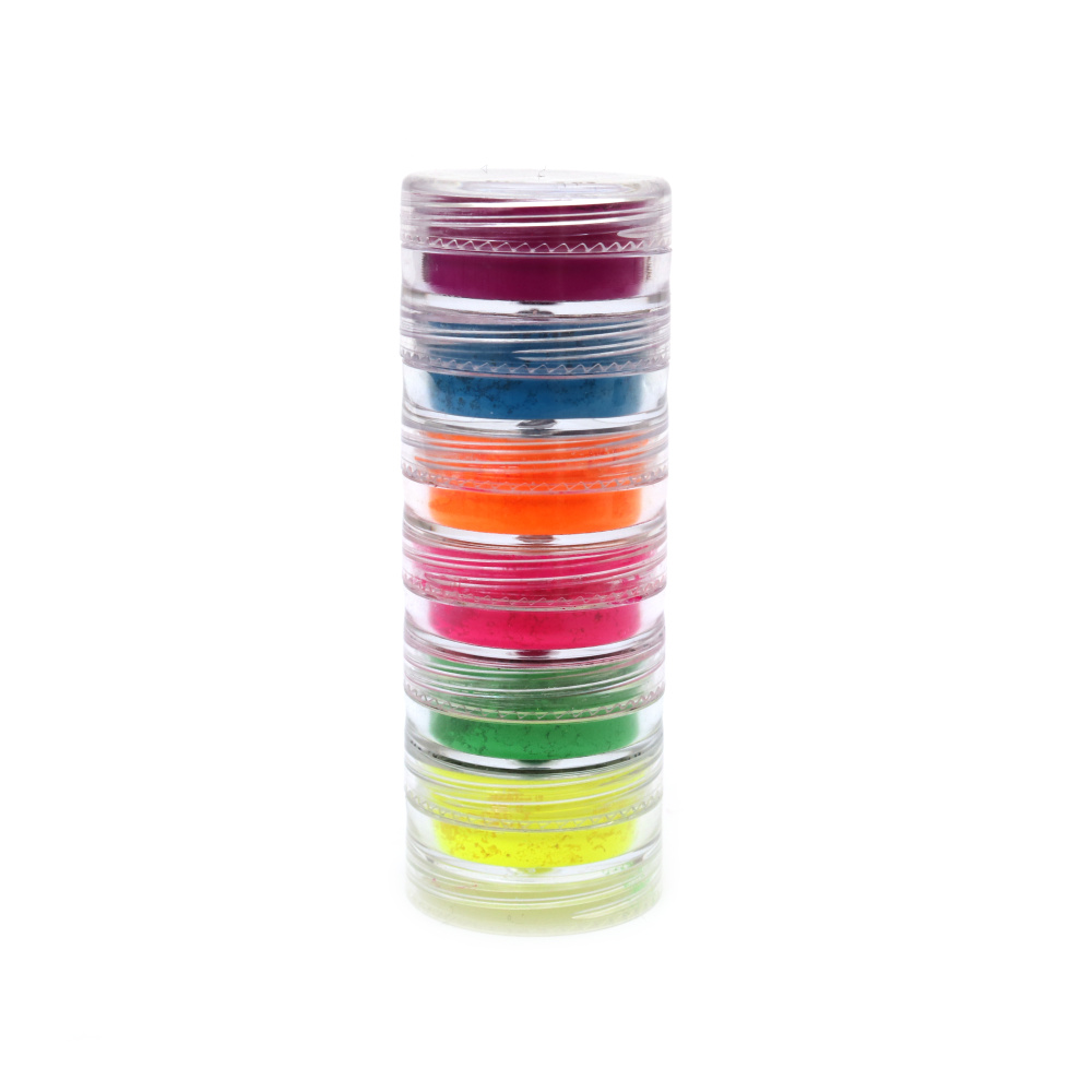 Set pigmenti neon pentru manichiura - 6 culori