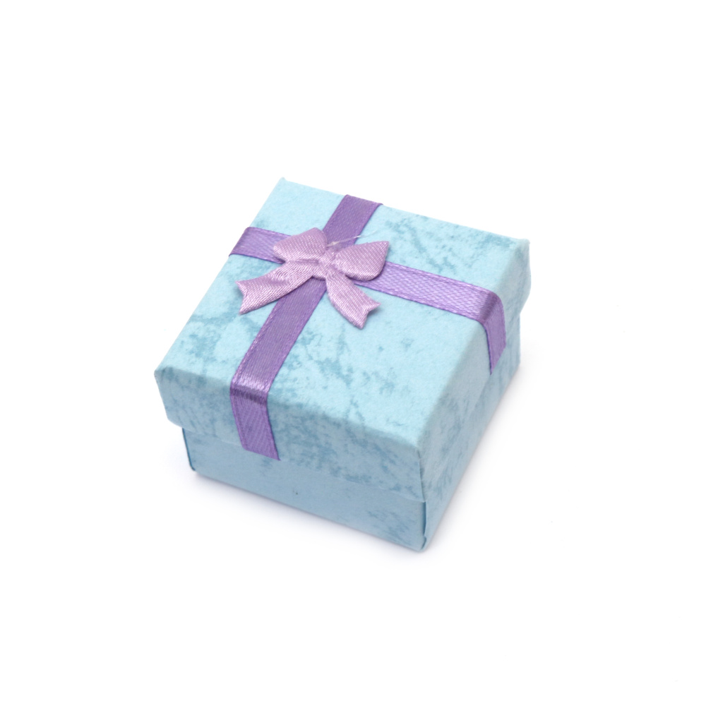 Jewelry Gift Box with Ribbon Bow / 5x5 cm / Blue