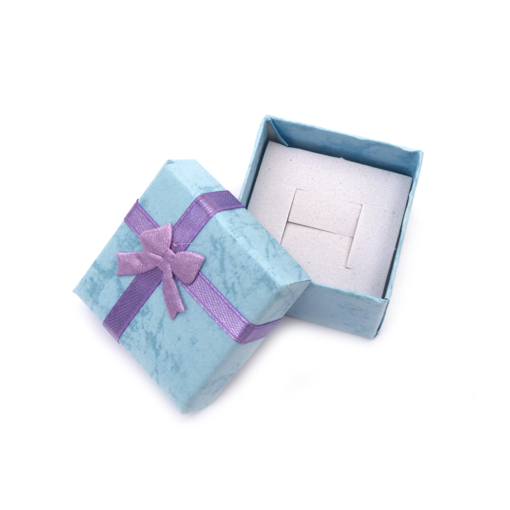 Jewelry Gift Box with Ribbon Bow / 5x5 cm / Blue