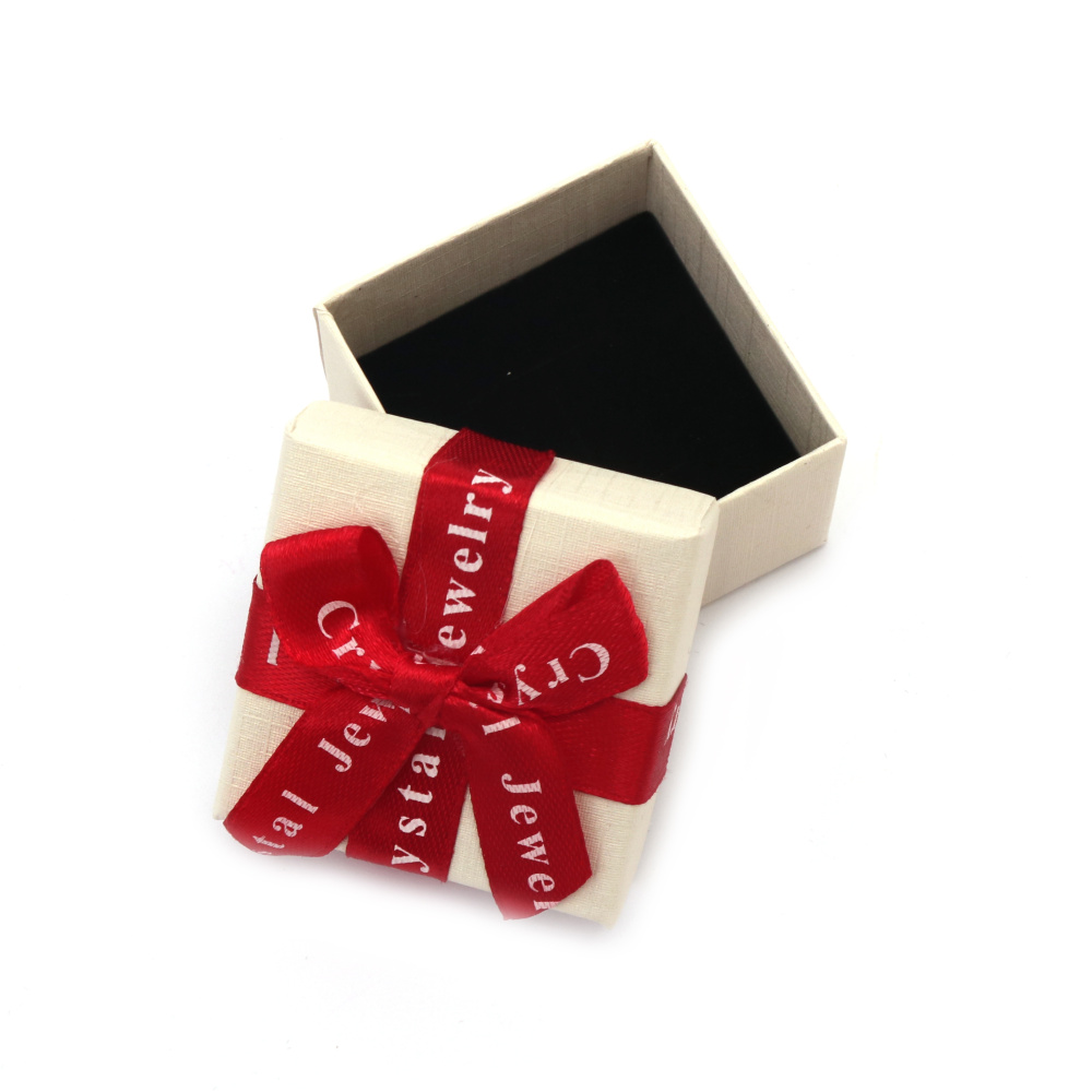Jewelry Gift Box / 5x5 cm / White with Red Ribbon