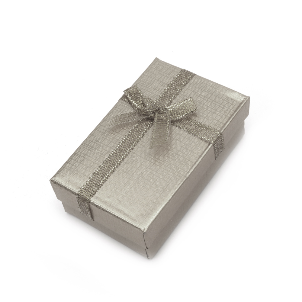 Jewelry Gift Box with Ribbon / 5x8 cm / Silver