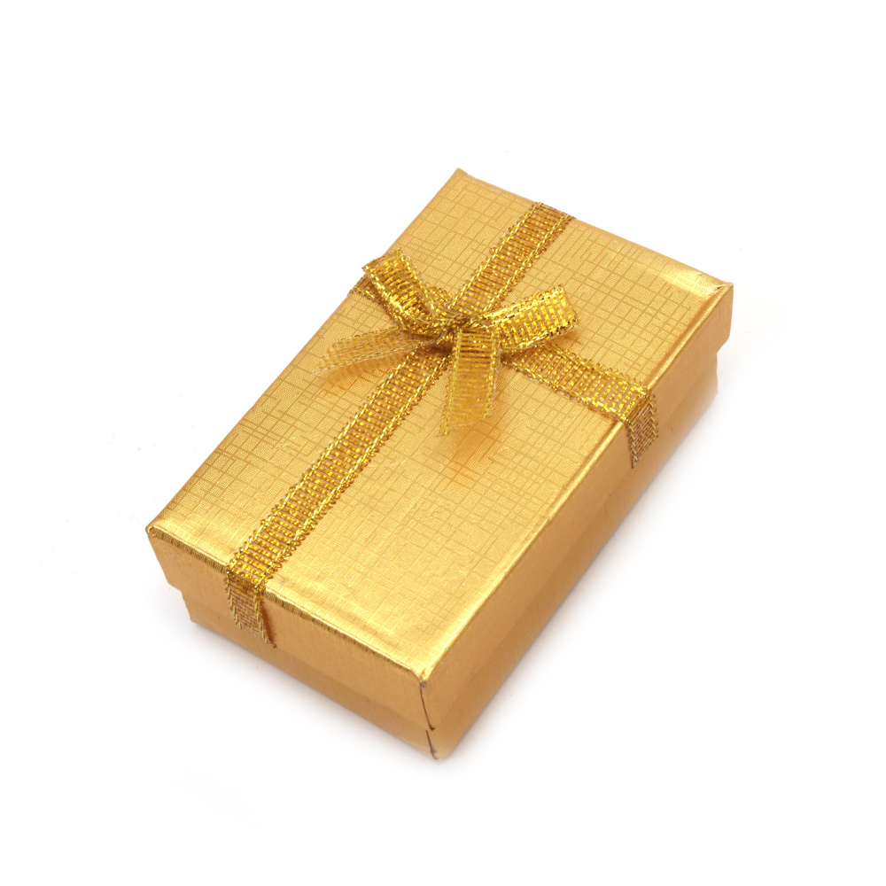 Jewelry Gift Box with Ribbon / 5x8 cm / Gold