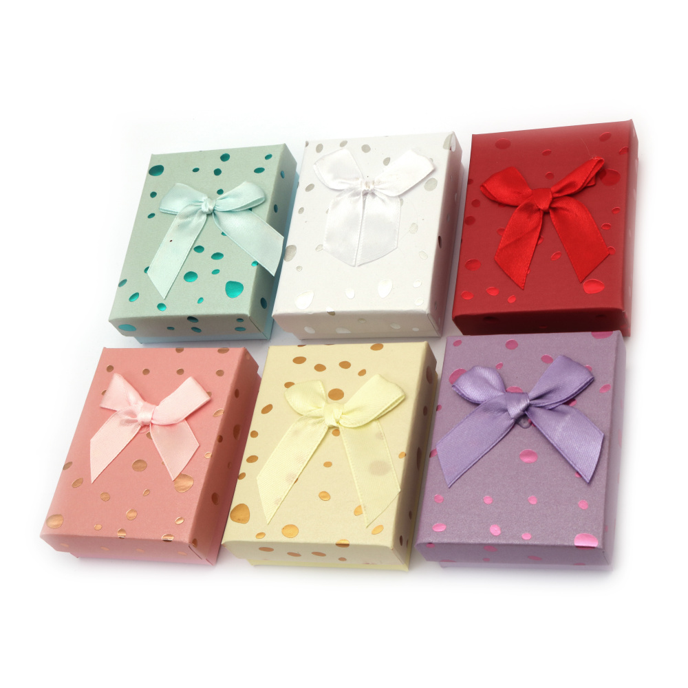 Jewelry Gift Box with Dots and Ribbon / 7x9 cm / ASSORTED