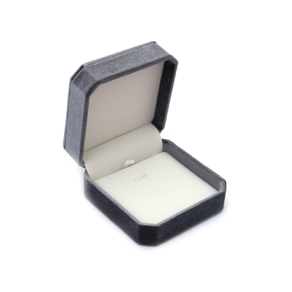 Velvet Jewelry Gift Box 9.5x9.5x5 cm, Color: Gray