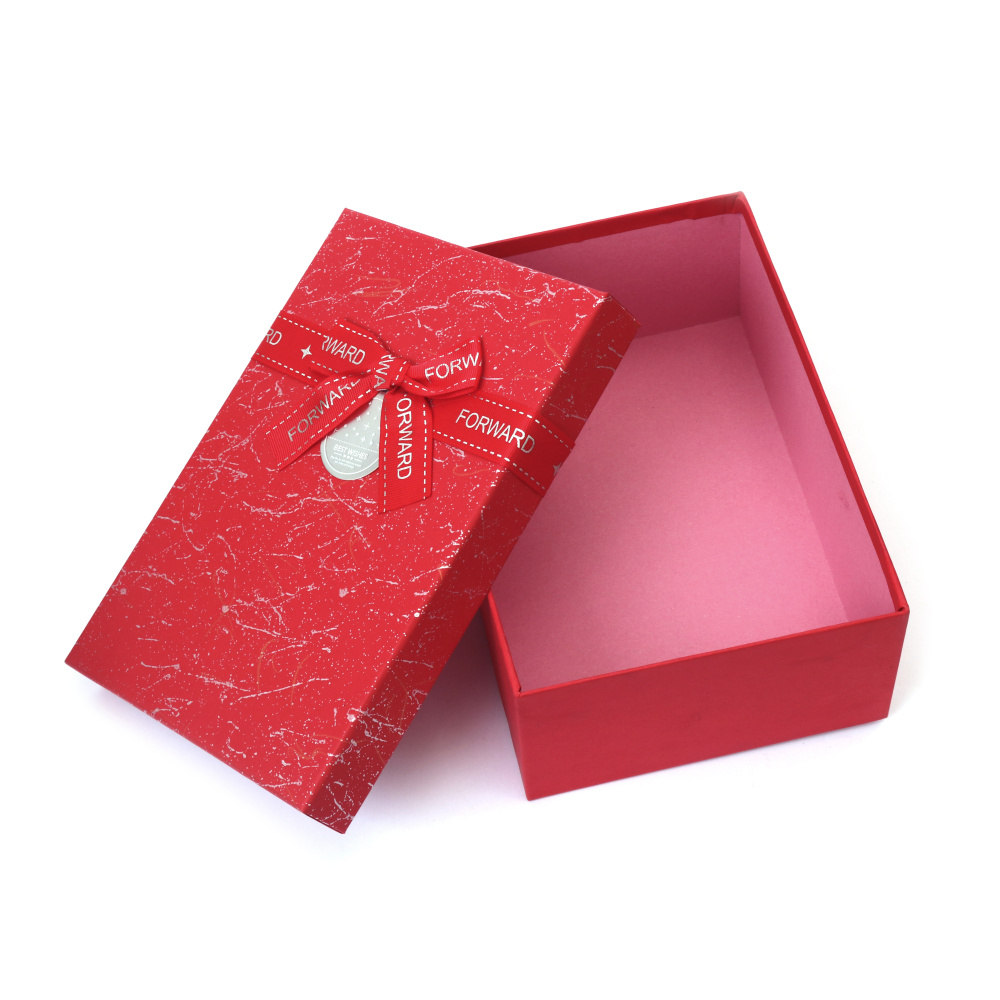 Gift Box with Ribbon, Red Color, 19x12x7 cm