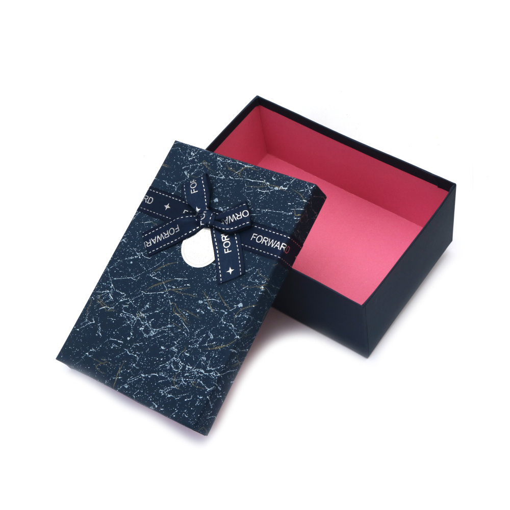 Cutie cadou cu panglică 19x12x7 cm culoare albastru închis