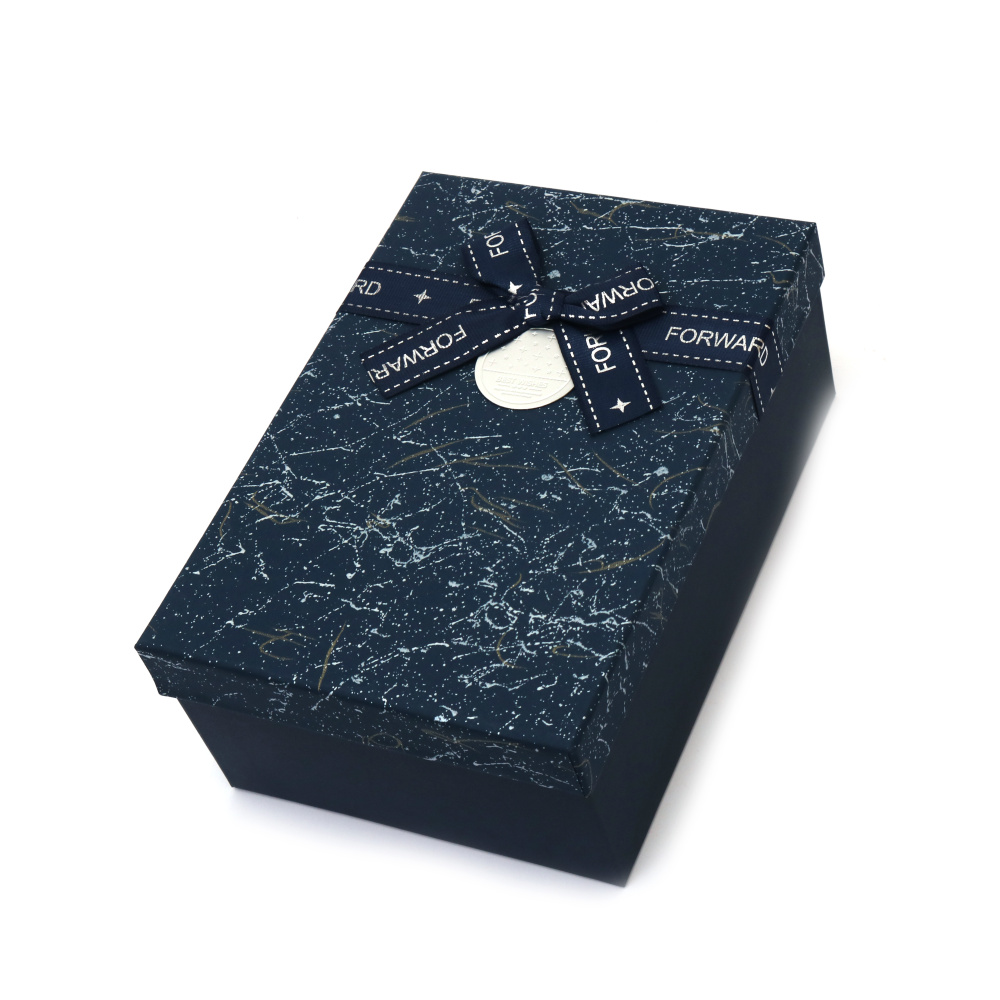Cutie cadou cu panglică 19x12x7 cm culoare albastru închis