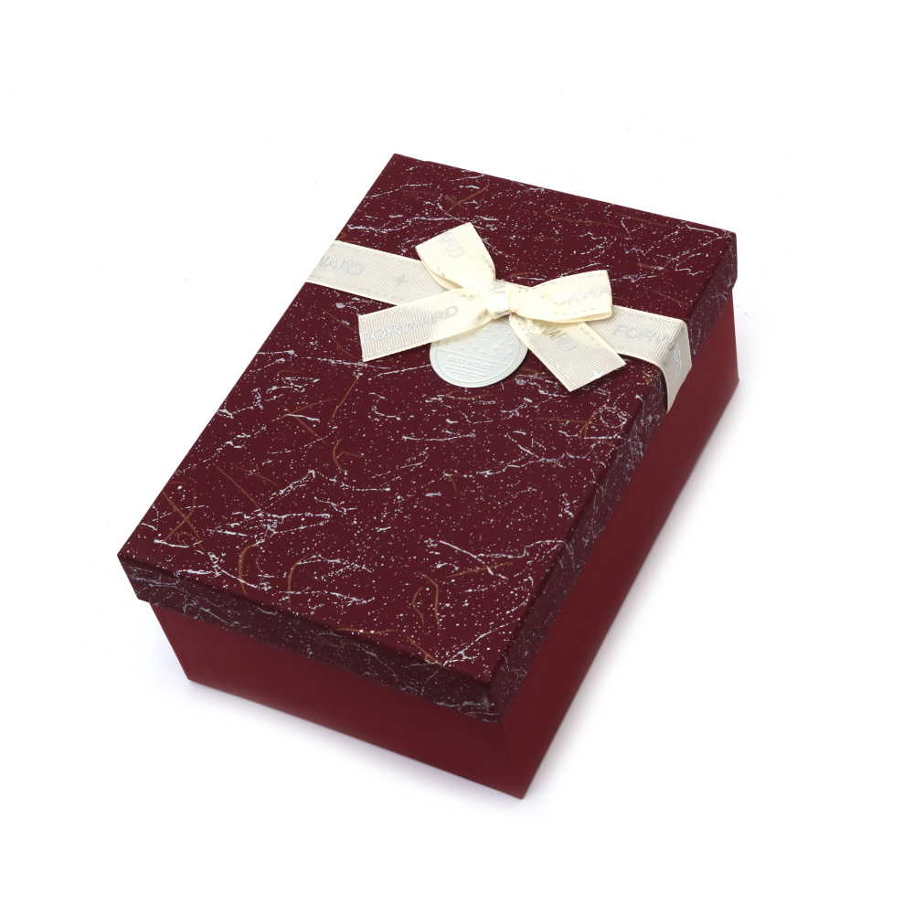 Cutie cadou cu panglică albă 21x14x8 cm culoare bordo