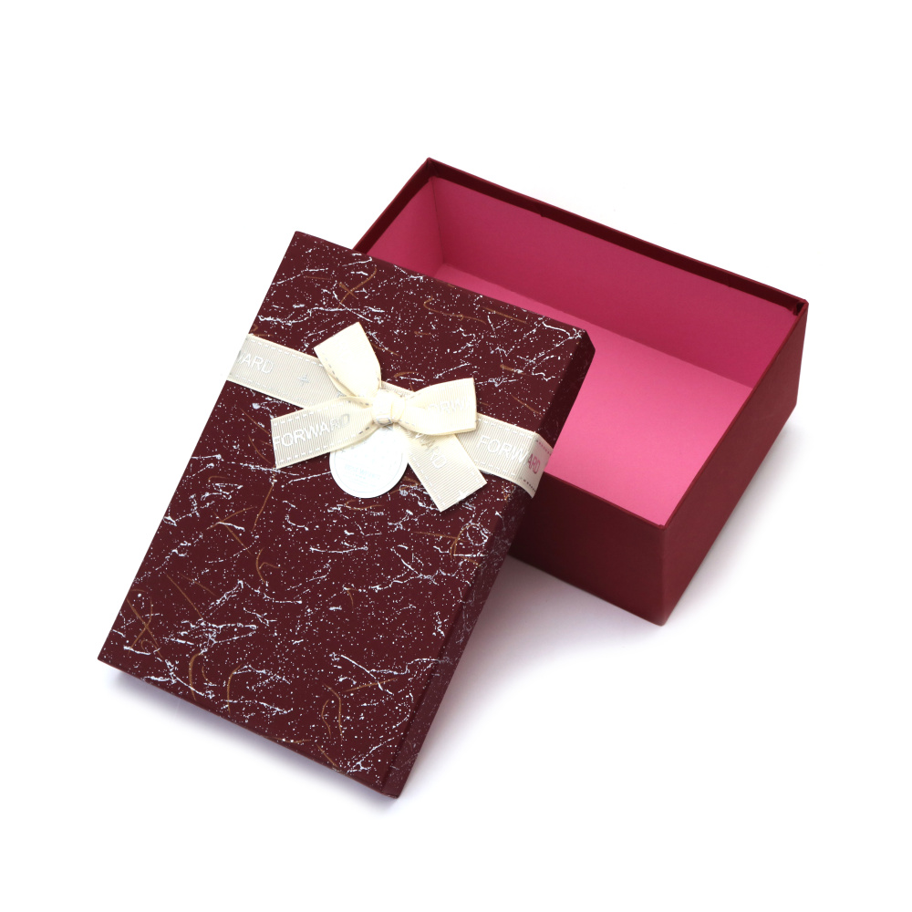 Cutie cadou cu panglică albă 21x14x8 cm culoare bordo