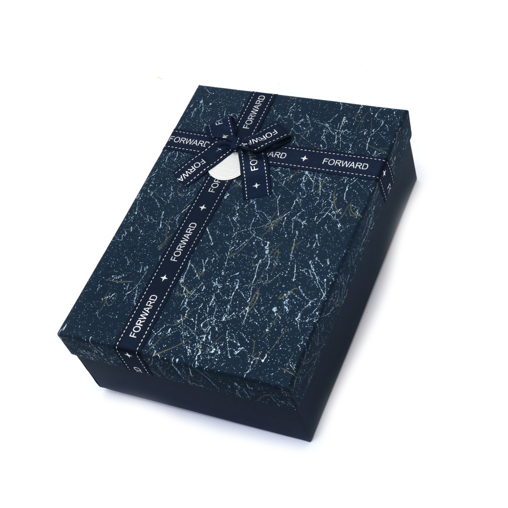 Cutie cadou cu panglică 29x21x9 cm culoare albastru închis