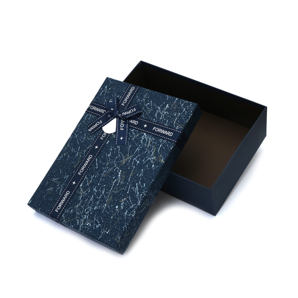 Cutie cadou cu panglică 29x21x9 cm culoare albastru închis