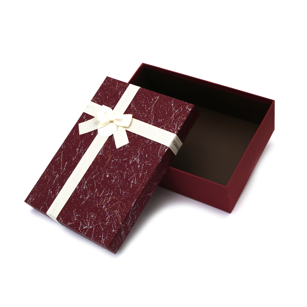 Cutie cadou cu panglică 23x17x7 cm culoare bordo