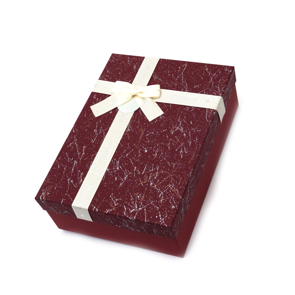 Cutie cadou cu panglică 26x19x8 cm culoare bordo